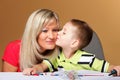 Mother and son drawing together Royalty Free Stock Photo