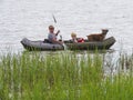 Mother, Son and Family Dog Kayaking Royalty Free Stock Photo