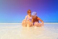 Mother and son feet on summer beach Royalty Free Stock Photo