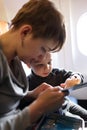 Mother with son on the flight Royalty Free Stock Photo