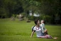 Mother and son in grass Royalty Free Stock Photo