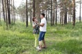Mother and son had a dancing in a summer forest Royalty Free Stock Photo