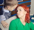 Mother and son having conversation Royalty Free Stock Photo