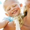 Mother and Son Having Fun Beach Concept Royalty Free Stock Photo