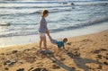 mother and son having fun on the beach. family together on vacation Royalty Free Stock Photo