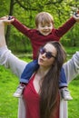 Mother and son having fun in the park