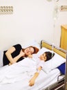 Mother and son in hospital