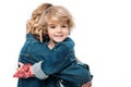 mother and son hugging isolated Royalty Free Stock Photo