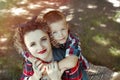 Mother and son lovely portrait together hugging Royalty Free Stock Photo