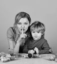 Mother and son making Easter decorations Royalty Free Stock Photo