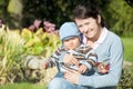 Mother with son in park