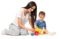 Mother and son playing game together isolated Royalty Free Stock Photo