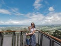 Mother and son posing for photo on the Forest Sky Pier at Sealy Lookout, Coffs Harbour Australia Royalty Free Stock Photo