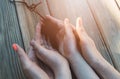 Mother and son praying together Royalty Free Stock Photo