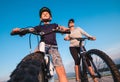 Mother with son ready for bicycle ride Royalty Free Stock Photo