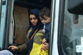 Mother and son refugees from Syria Royalty Free Stock Photo