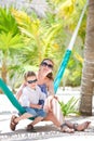 Mother and son relaxing in hammock Royalty Free Stock Photo