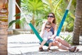 Mother and son relaxing in hammock Royalty Free Stock Photo