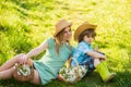 Mother and son relaxing. Spring holiday. Good vibes. Spring season. Love and respect motherland. Weekend leisure