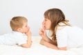 Mother and son sharing secret Royalty Free Stock Photo