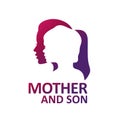 Mother and son silhouette color logo