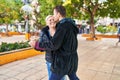 Mother and son smiling confident dancing at park Royalty Free Stock Photo