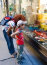 Mother and son at a toys shop