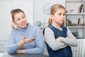 Mother soothes little daughter after an quarrel Royalty Free Stock Photo