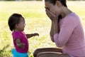 Mother stressed out while baby is crying