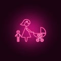 mother with a stroller icon. Elements of Family in neon style icons. Simple icon for websites, web design, mobile app, info Royalty Free Stock Photo