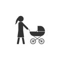 Mother, stroller icon. Vector illustration, flat design Royalty Free Stock Photo