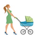 Mother with stroller Royalty Free Stock Photo