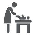 Mother swaddle baby glyph icon, parent and kid, change sign, vector graphics, a solid pattern on a white background.