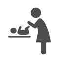 Mother swaddles the baby pictogram flat icon isolated on white Royalty Free Stock Photo