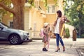 Mother taking child to primary school Royalty Free Stock Photo