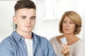 Mother Talking To Teenage Son About Contraception