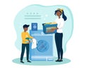 Mother teaches son how to wash clothes Royalty Free Stock Photo