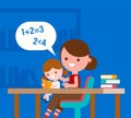 Mother teaching basic math to her little daughter Royalty Free Stock Photo