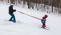 Mother Teaching Daughter to Ski at Mont-Tremblant Ski Resort