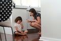 Mother telling off and discipline naughty daughter Royalty Free Stock Photo