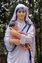 Mother Teresa statue in front of the Church in Kumrokhali, West Bengal, India Royalty Free Stock Photo