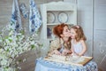 Mother thanks her little daughter for a help to her Royalty Free Stock Photo