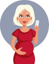 Pregnant Woman Holding Folic Acid Tablets Vector Cartoon illustration Royalty Free Stock Photo