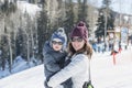 Mother & Toddler Son on the Top of a Ski Mountain in Colorado