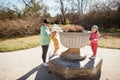 Mother with two daughters at Lednice park, Czech Republic