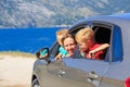 Mother with two kids travel by car Royalty Free Stock Photo