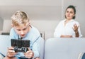 Mother unhappy with teenager son who spent his free time with electronic devices and games