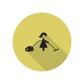 mother vacuum cleaner long shadow icon. Simple glyph, flat vector of FAMILY icons for ui and ux, website or mobile application Royalty Free Stock Photo