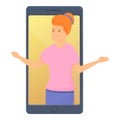 Mother video call icon, cartoon style Royalty Free Stock Photo