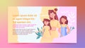 mother walking with her little daughters loving family parenthood childcare concept mothers day card template